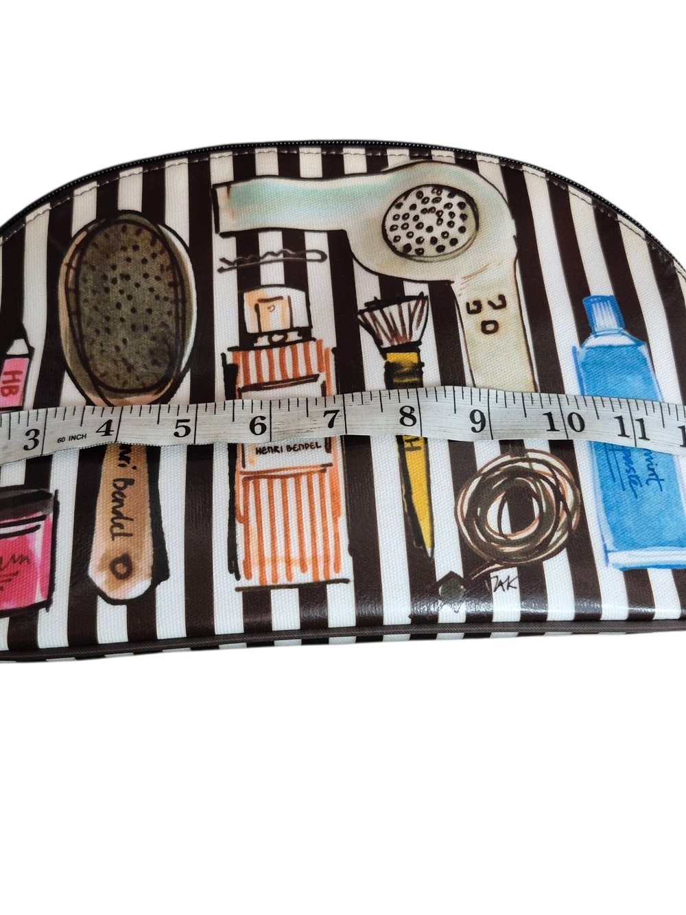 Henri Bendel Pop Art Brown & White Striped Large Makeup Bag NWOT - Picture 10 of 10